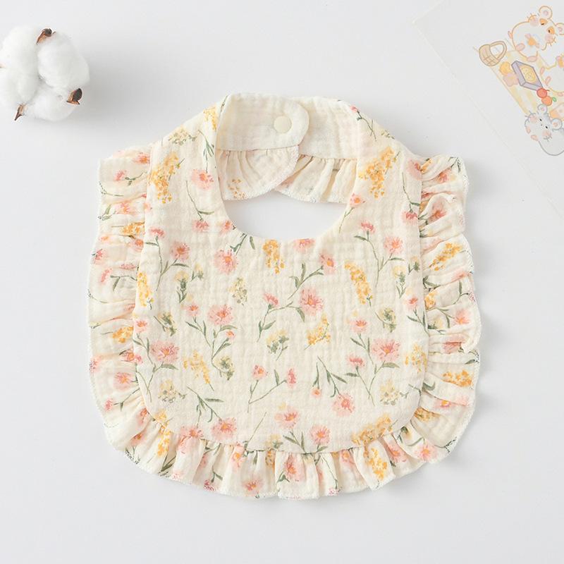Ruffle Baby Drool Bibs: Pure Cotton Printed Lace Bibs