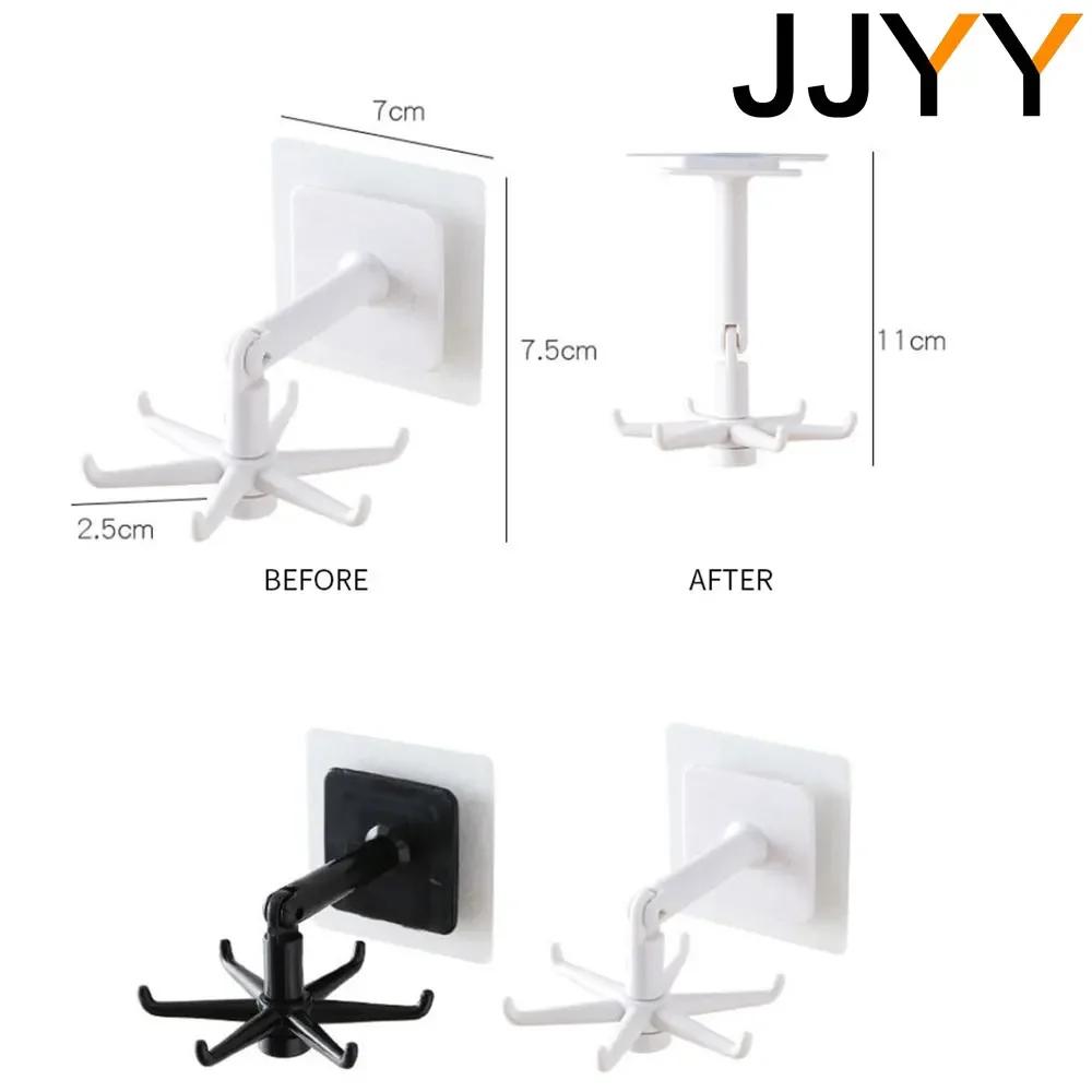 360 Rotating Kitchen Storage Rack Bathroom Organizer 6 Hooks Multifunctional Shelf Holder Space Saver