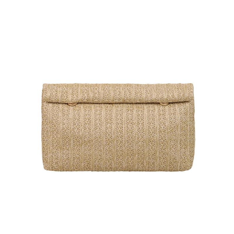 Large capacity new temperament fashionable design foreign style solid color straw woven texture hand envelope women's bag