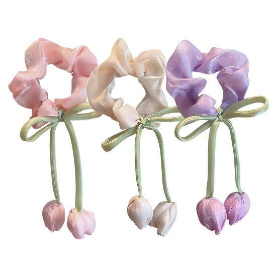 Sznurek do włosów Duże Satynowe Gumki do Włosów w Kształcie Tulipana Zapobiegają Łamaniu Włosów Gumki do Włosów dla Dziewczynek Miękkie Akcesoria do Włosów