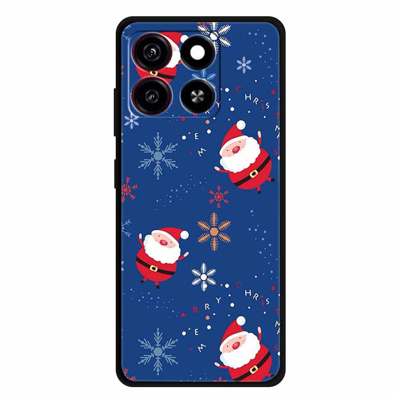 Christmas Cover For ZTE Blade A35 A55 Case Black Silicone Cases for ZTE Blade A55 Cartoon Santa Claus Christmas Tree Back Cover