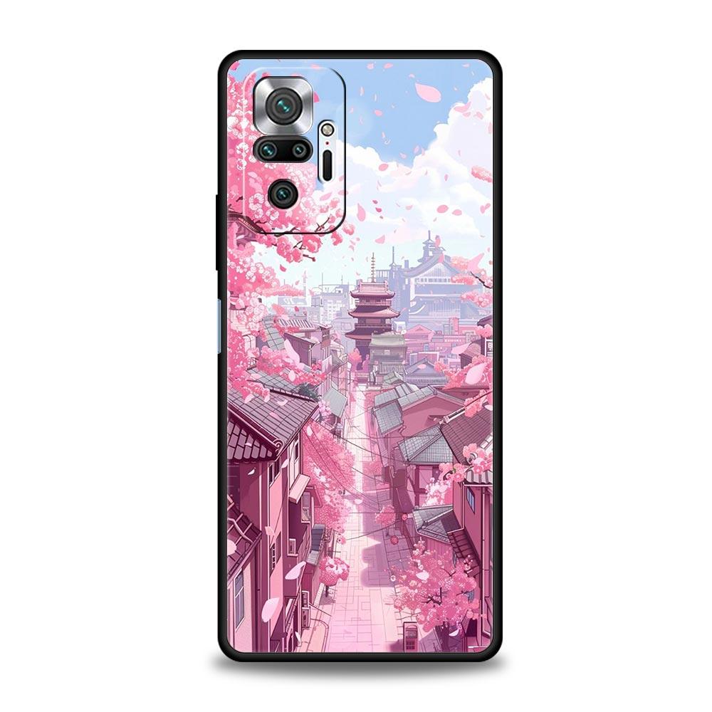 Pink Spring Cherry Blossoms Phone Case For Xiaomi Redmi Note 14 13 5G 10 11 12 Pro Plus 4G 14C 13C 12C 10C Black Cover