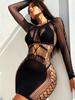 Hot Bodycon Dress Selling Night Club Wear Sexy Fishing Net Transparent Tights Lingerie Clothes Ladies Erotic Mesh Short Skirt