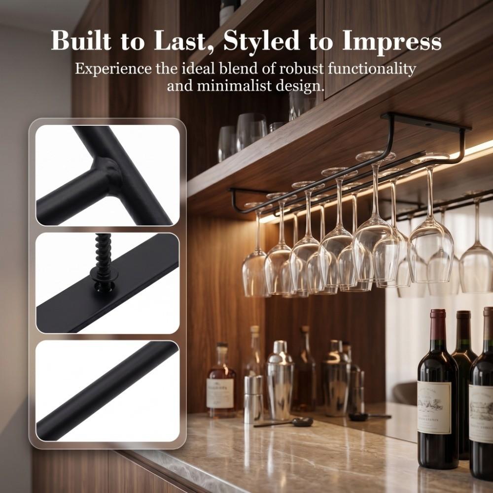 1/2/3 Row Under Cabinet Stemware Holder 27/35cm Hanging Cup Holder  Home Storage