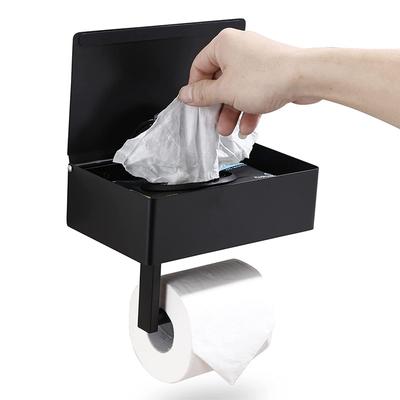 Cross-border Roll Paper Holder Can Hold Wet Wipes Stainless Steel Paper Box No Punching Rack Black