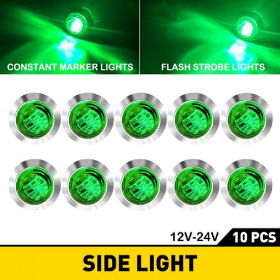 3/4 Inch LED Marker Lights Round Amber/Red/Blue/Green/White Clearance Brake Lamp