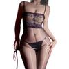 Sexy Slim One-Piece Suspender Lace Aurora Pantyhose Sex Interest Black Silk Purple Tube Top Sex Underwear Women'S Stockings