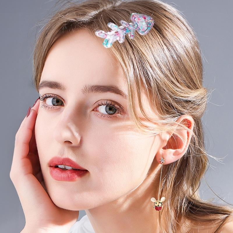 Silikonharzform Haarspangenformen Silikon-Gießwerkzeuge für Epoxidharzkunst Mädchen DIY Haarspange Anhänger Schlüsselanhänger