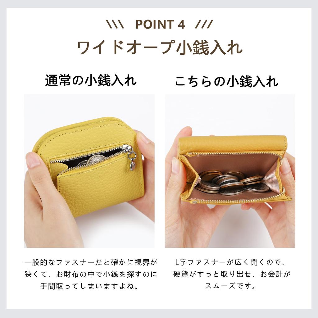 [imeetu] Mini Tri-fold Wallet for Men and Women, Genuine Leather, Easy to Use, Coin Purse, L-Shaped Zipper, Lightweight, Compact, Anti-Skimming, RFID