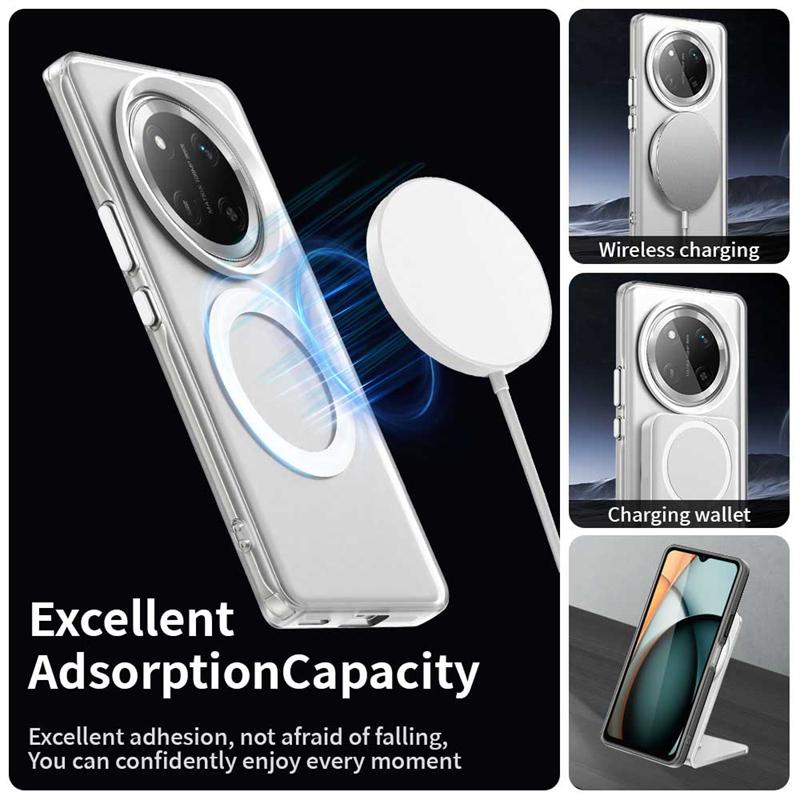 For Honor X9C Case Cover Honor X9C Capa Back Transparent Wireless Charging Annular Magnetic Matte Clear Fundas Huawei Honor X9C