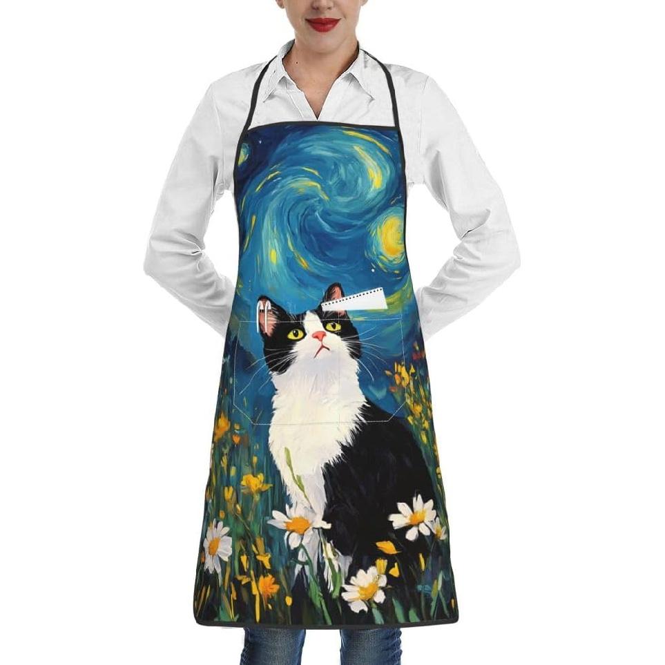 Women Men Aprons Bib Chef Baking Aprons with Pockets for Decor Kitchen BBQ Baking Grilling Cooking