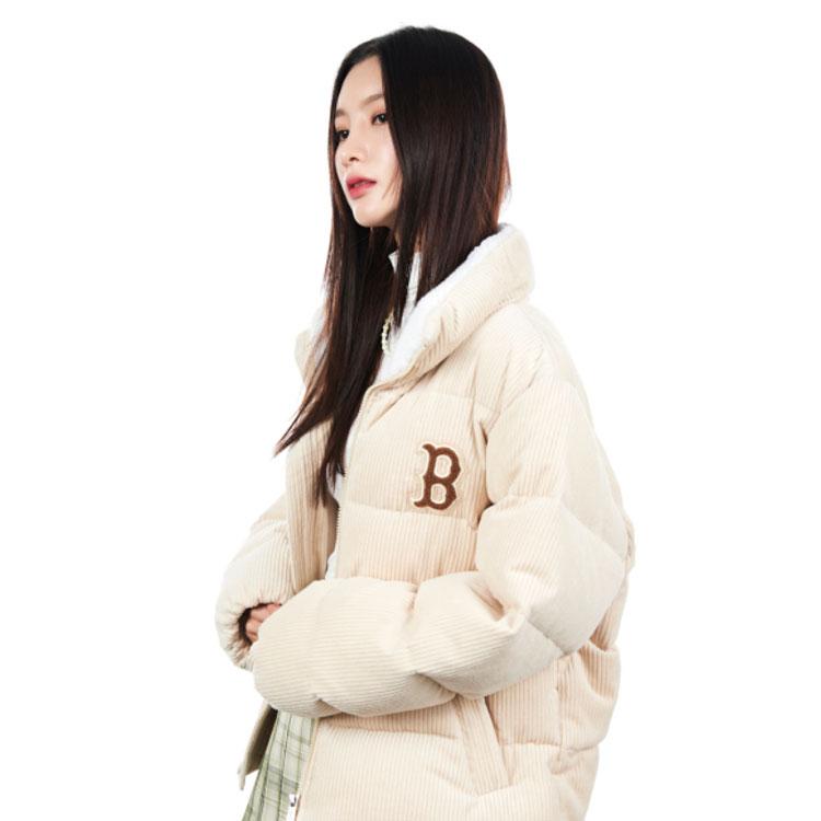 MLB Letter Towel Embroidered Thick Warm Corduroy Stand Collar Loose Short Down Jacket Unisex Jacket Off-White 3ADJB0826-43BGL