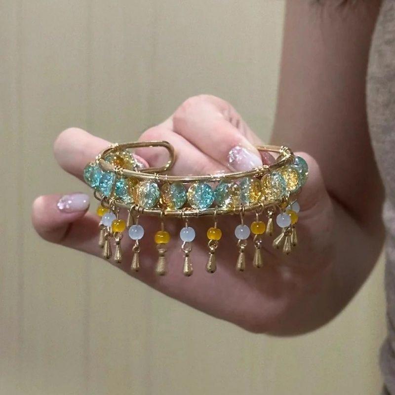 Armband i kinesisk stil med glaspärlor och tofs för mode och elegant användning