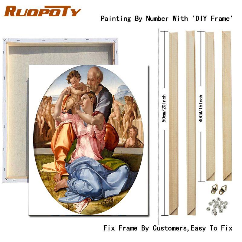 

Ruopoty DIY рамка фигурка картина по номерам ручная роспись акриловым маслом рисунок на холсте для взрослых домашний декор 40x50 см