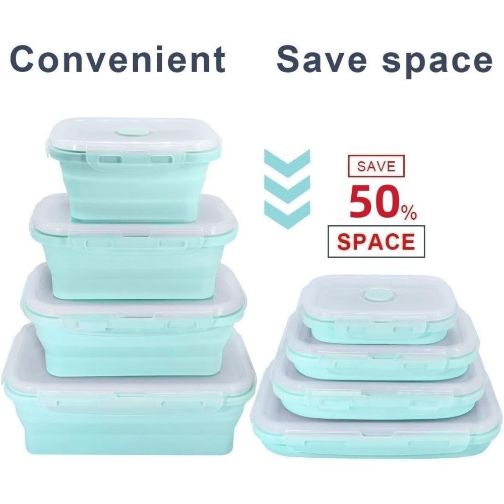 Foldable Silicone Lunch Box Rectangular Bowl with Lids Food Storage Containers Fruit Preservation Boxes Refrigerator Storage Box
