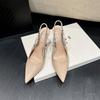 Fashion 2025 Spring Autumn Women's Stiletto Heels Sexy Pointed Toe Club Sandals Rhinestone Open Toe Slip-On Shoes