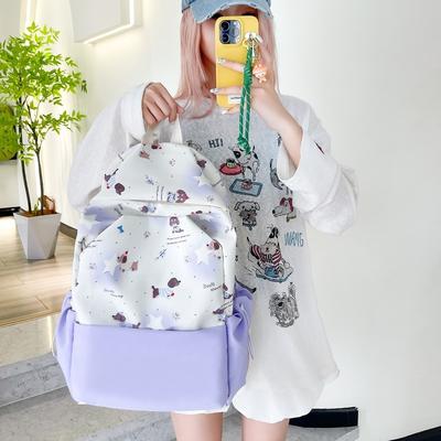 New Small Fresh Student Schoolbag Large Capacity Casual Printing Cartoon Sweet Beautiful Women Backpack Light Travel Backpack