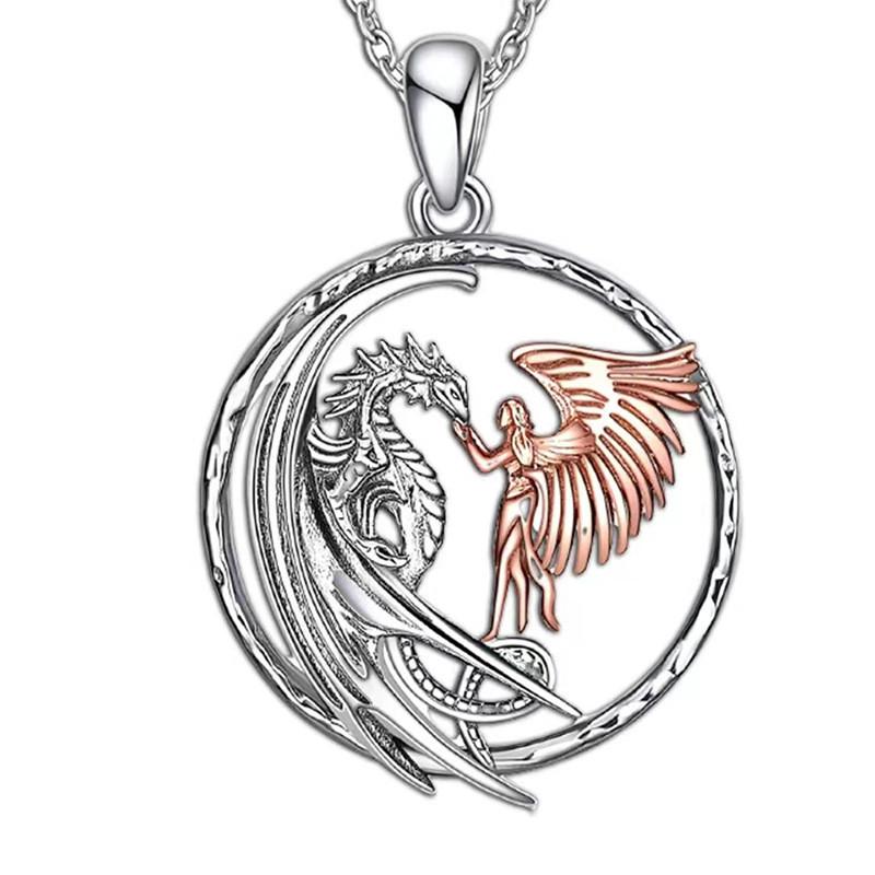 

Dragon Artistic And Girl Alloy Necklace Casual And Festive Jewelry For Occasion Every