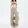 Tie-dyed Big Size Jeans Female Summer Loose High-waisted Pear-shaped Figure Skinny Straight Wide-legged Pants Retro Baggy Long Jeans for Ladies