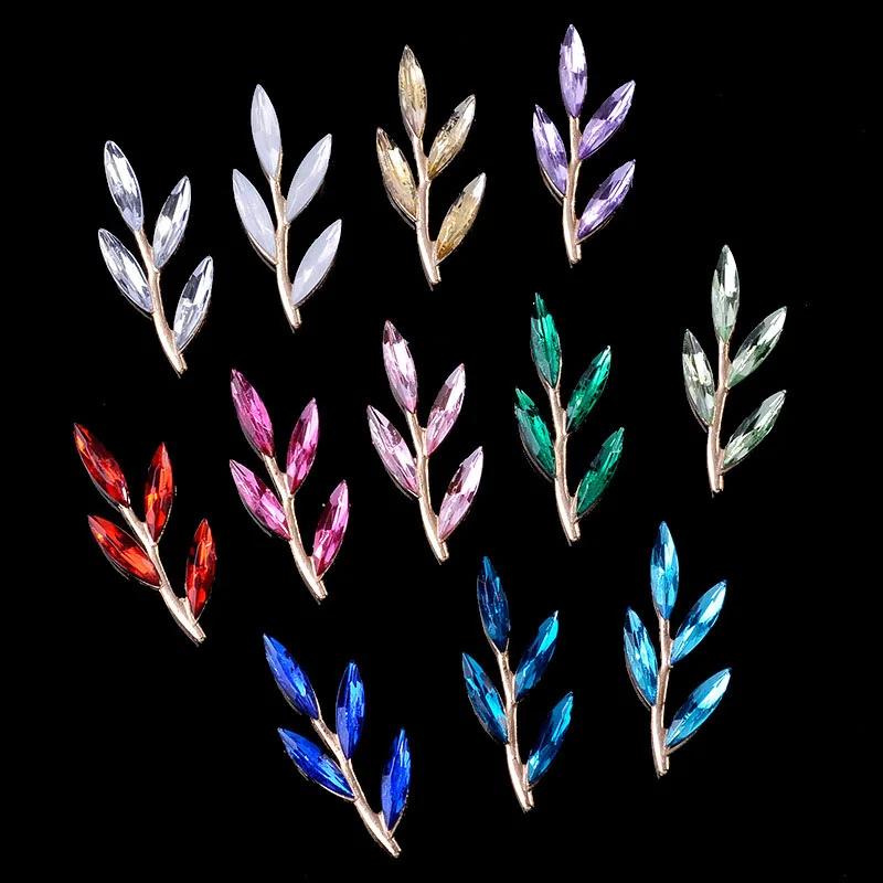 Engood 100Pcs Rhinestones Branch Leaves Button DIY Hair Accessories Wedding Bridal Decoration Sewing Trim & Embellishments Craft