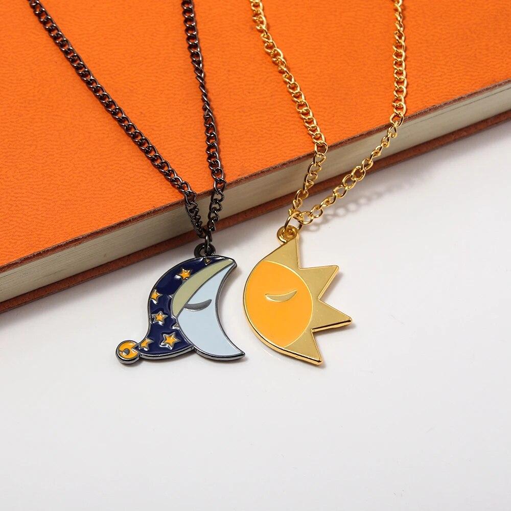 Ein Set aus Halsketten mit Sonne- und Mond-Spleißmotiv, Paarschmuck, Halskette mit Anhänger „Gute Nacht“, für Frauen und Männer, Geschenk zum Valentinstag