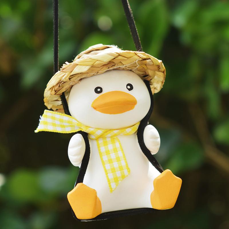 1 PC Anime Little Duck Swing Car Pendant Cute Auto Rearview Mirror Ornaments Interior Decor Gift for Car Lovers