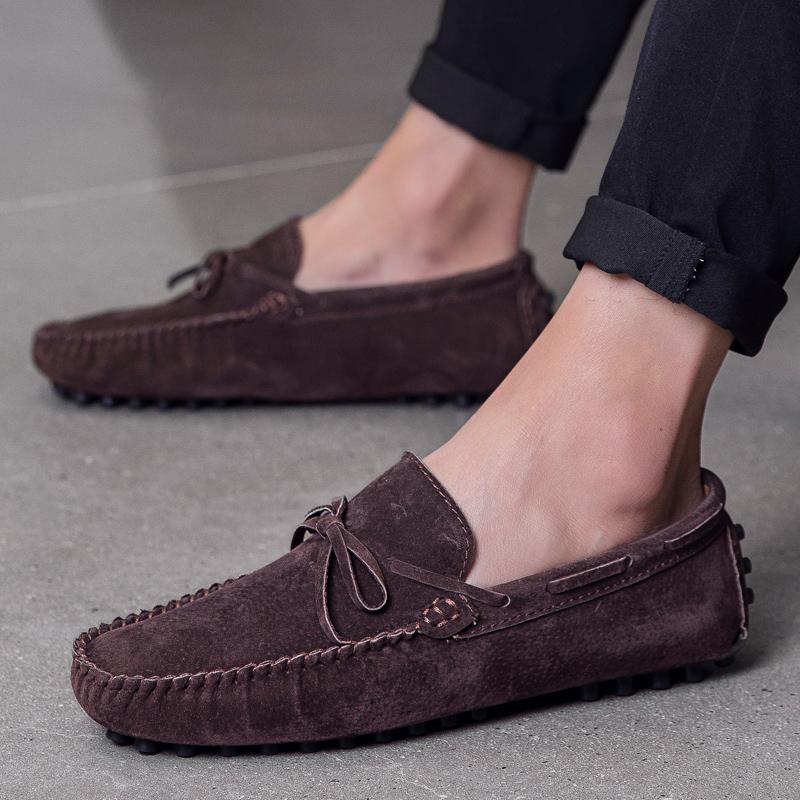Suede Shoes Men Size  Luxury Men Loafers Soft Moccasins Man High Quality Shoes Casual Genuine Driving Flats Penny spring