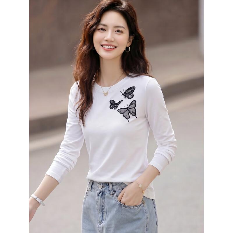 Women's Pure Cotton Long-Sleeve Round Neck T-Shirt