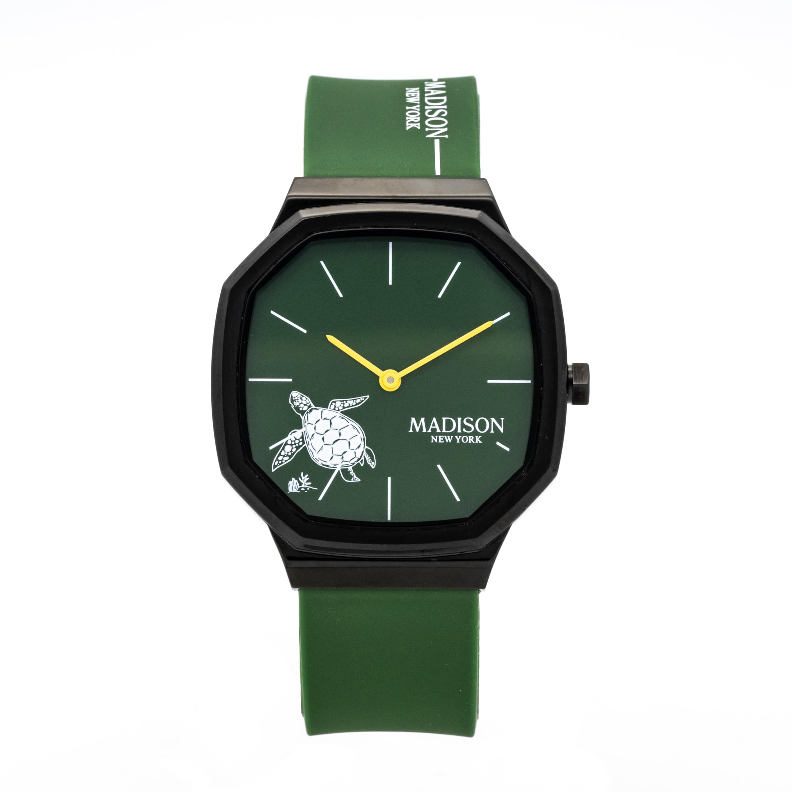 

Men s Watch 3 ATM Water Resistance Madison New York Quartz Green Dial Green Rubber Strap MA011014-5 зелений