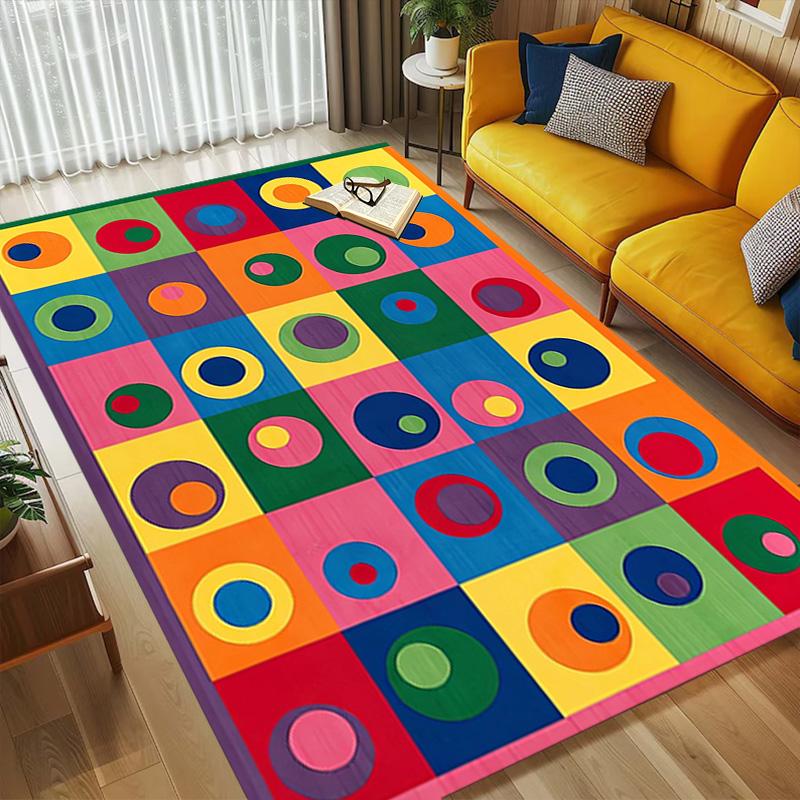 Colorful Circles Living Room Nonslip Area Rug Soft Carpet For Bedroom Game Playroom Sofa Office Home Decor Doormat Christmas Gift C926100