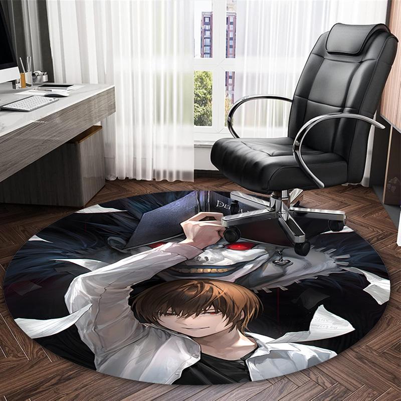 1pc D-Death Note  Carpet, Round Rug, Comfortable, Suitable for Entryways, Living Rooms, Office, And Bedrooms, Christmas Decoration