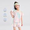 Girls' Sporty Gradient Mesh Short Sleeve & Shorts Set