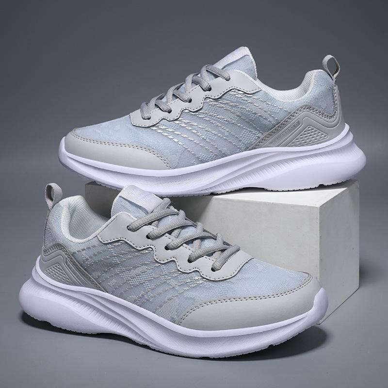 Solid Color Simple Ins Style High Sense Sneaker Leisure Commute Platform Mesh Surface Breathable Flyknit Shoes Women's Shoes