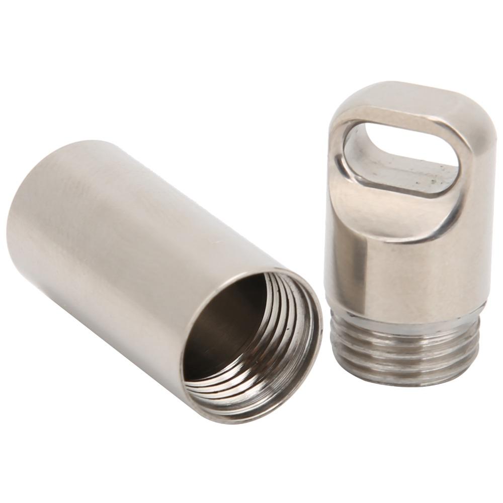 2 Pcs Mini Waterproof Pill Case Stainless Steel Pill Case Keychain Durable Pill Case  Travelling