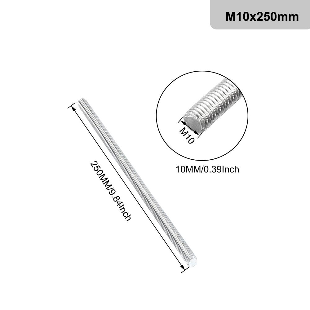 1PCS Threaded Rod 304 Stainless Steel Screw M2 M2.5 M3 M4 M5 M6 M8 M10 M12 M16 M18 M20
