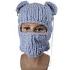 Knitting Balaclava Cap for Women Cute Bear Ears Plush Beanie Hat Handmade Face Cover Hat Crochet Hooded Hat for Party