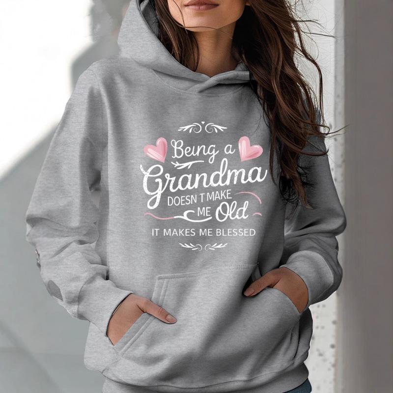 2025 Stylish European Long-Sleeve Letter Print Hoodie for Women - Casual Autumn/Winter Sweatshirt
