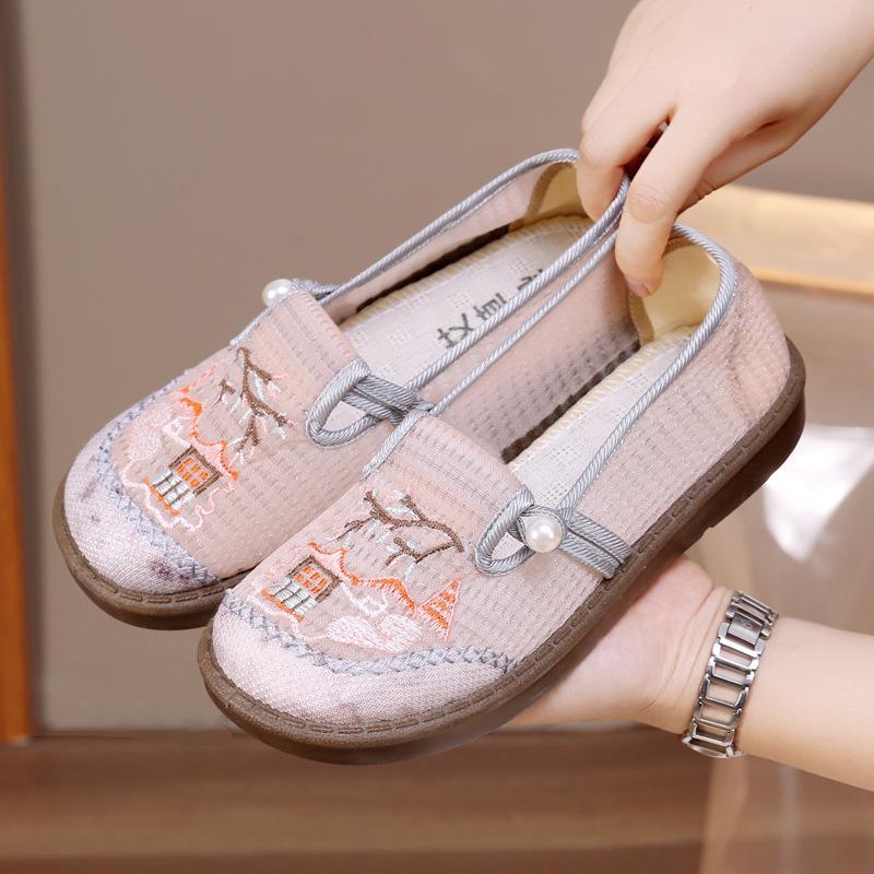 Summer mesh women's shoes soft sole mother Beijing cloth shoes new Chinese style new fashion wide foot embroidered shoes children