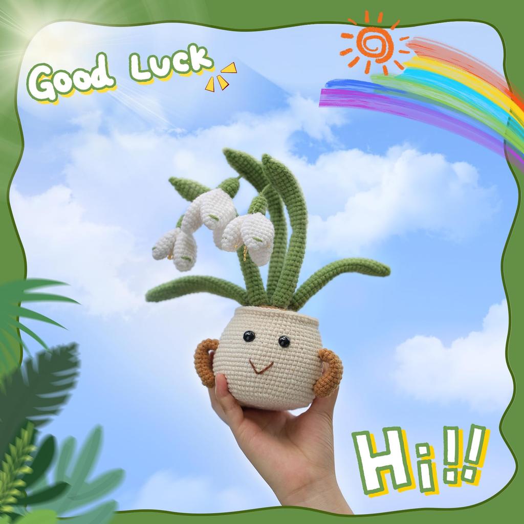 Fenrry Crochet Kit Knitting Kit with Step-by-Step Video Tutorials Easy Crochet Kit for Beginner Adults Decoration DIY Craft