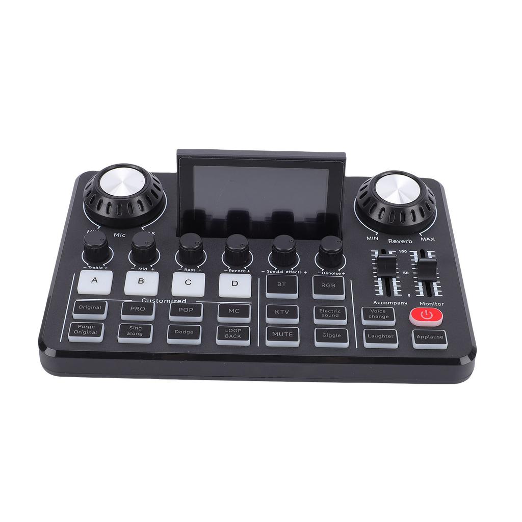 Podcast Microphone Bundle Sound Mixer Board Set with Foldable LED Screen Boom Arm 3.5mm Condenser Mic for PC Recording