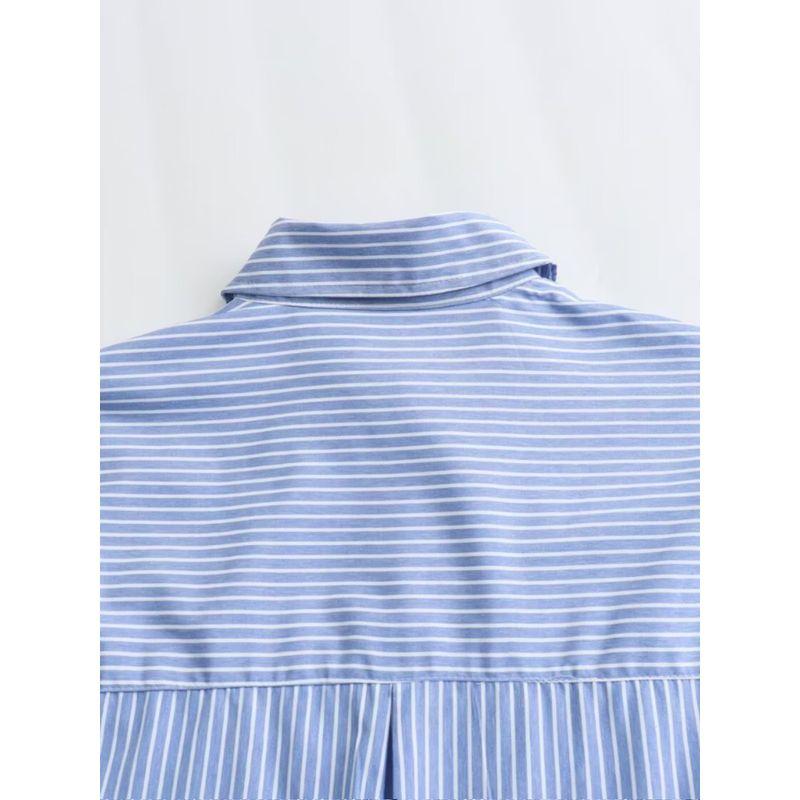 Kaslead New Arrival Women's Fashion Style Fashion Loose Linen Blend Stripes Shirt 4387054