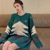 Korean Pullover Sweater Christmas Loose Slouchy Sweater Women Design Sense Versatile Long Sleeve Pullover Sweater Top Fashion