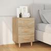 Bedside Table - Maison Exclusive - Sonoma Oak - 3 Drawers - Engineered Wood 40x40x66 Cm
