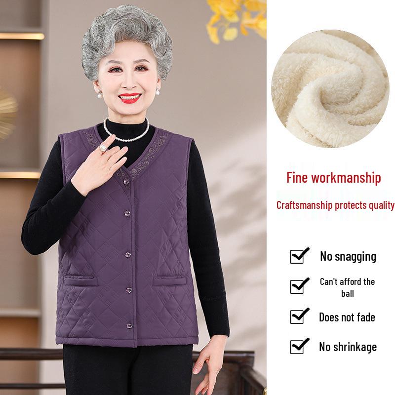 Damen Übergröße Fleecegefütterte Ärmellose Jacke - Warme Baumwollweste für Senioren für Herbst/Winter