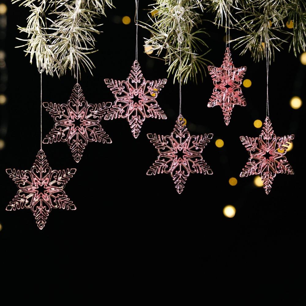 Crystal Snowflake Acrylic Snowflake Pendant Transparent Xmas Tree Ornaments  New Year Celebration