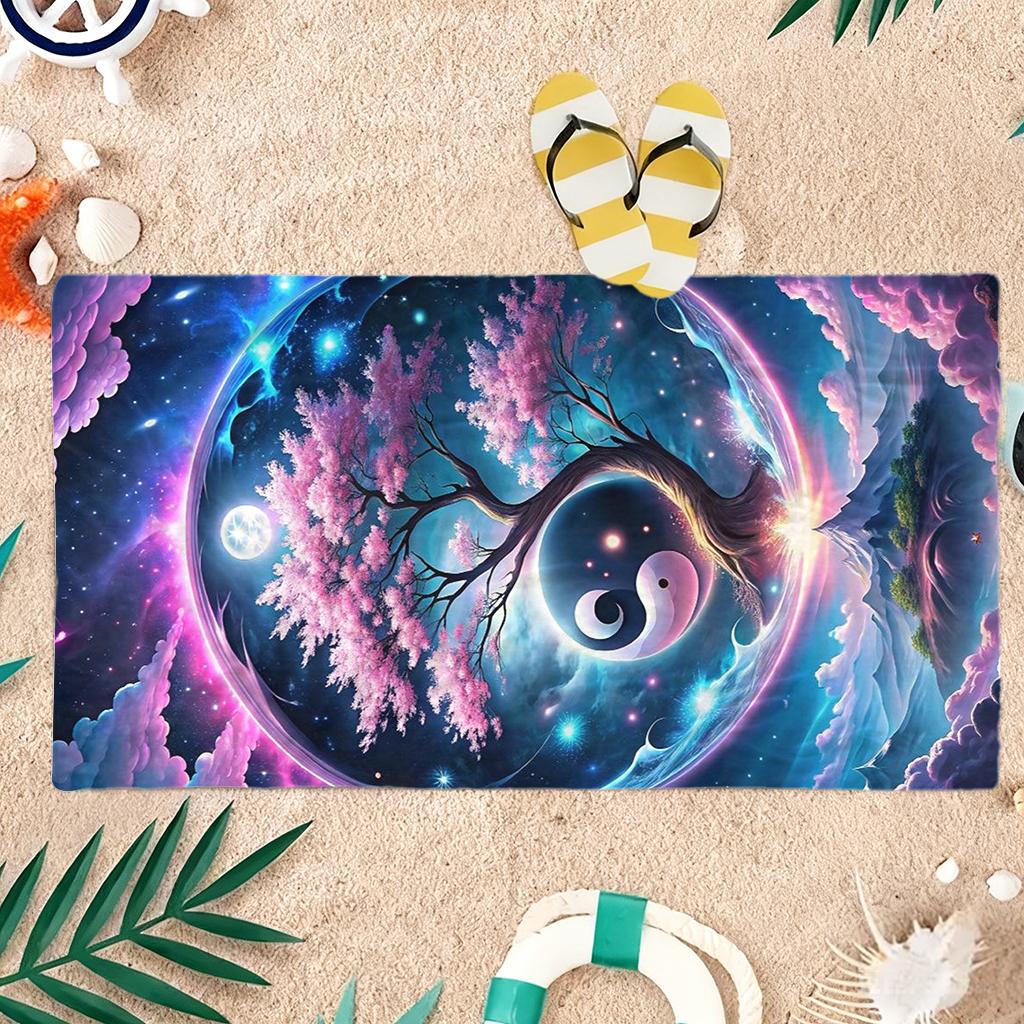 Tai Chi&Tree of Life Beach Towel Quick-drying Small To Large Towel Suitable for Beach Pool Gym Yoga Home Gift for Friend Family