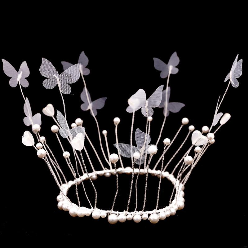 Children Girls Hollow Out Design DIY Simulated Butterfly Ornaments Alloy Crown Cake Topper Decorative 9 Styles