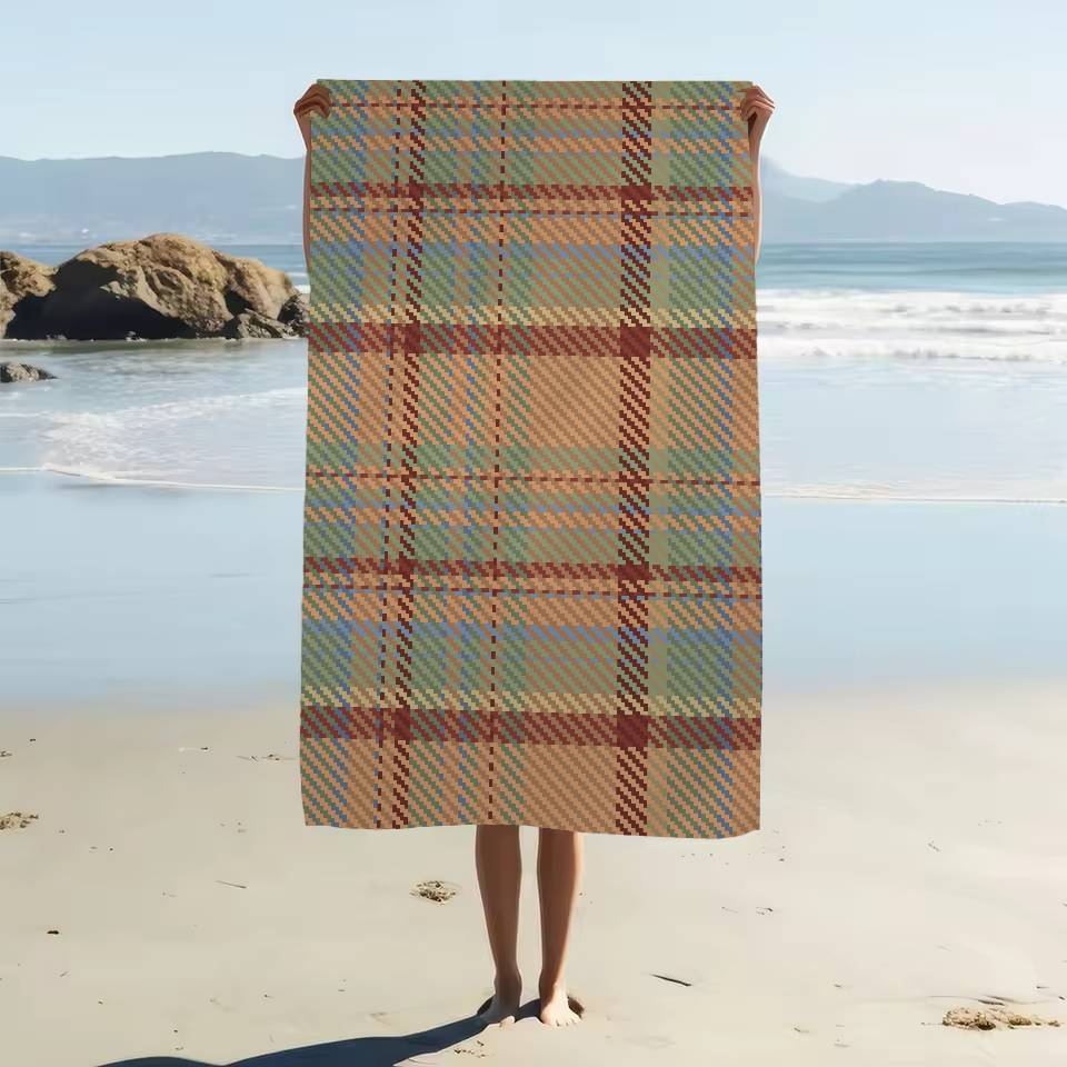 Scottish Tartan Print Beach Towel For Kids Bath Towel Pool Towel Vacation Gift Picnic Towel Party Gift