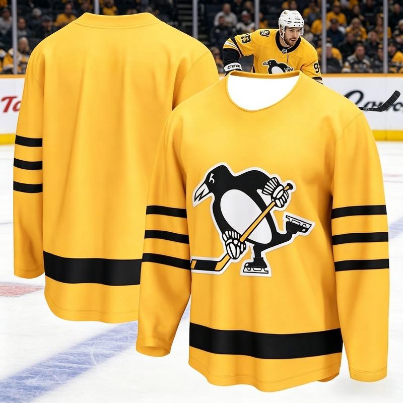 Herren Eishockey Trainingsanzug - Pinguin Team Premium Edition Gedrucktes Sport Atmungsaktiv Schnelltrocknendes Shirt Langarm Kinder