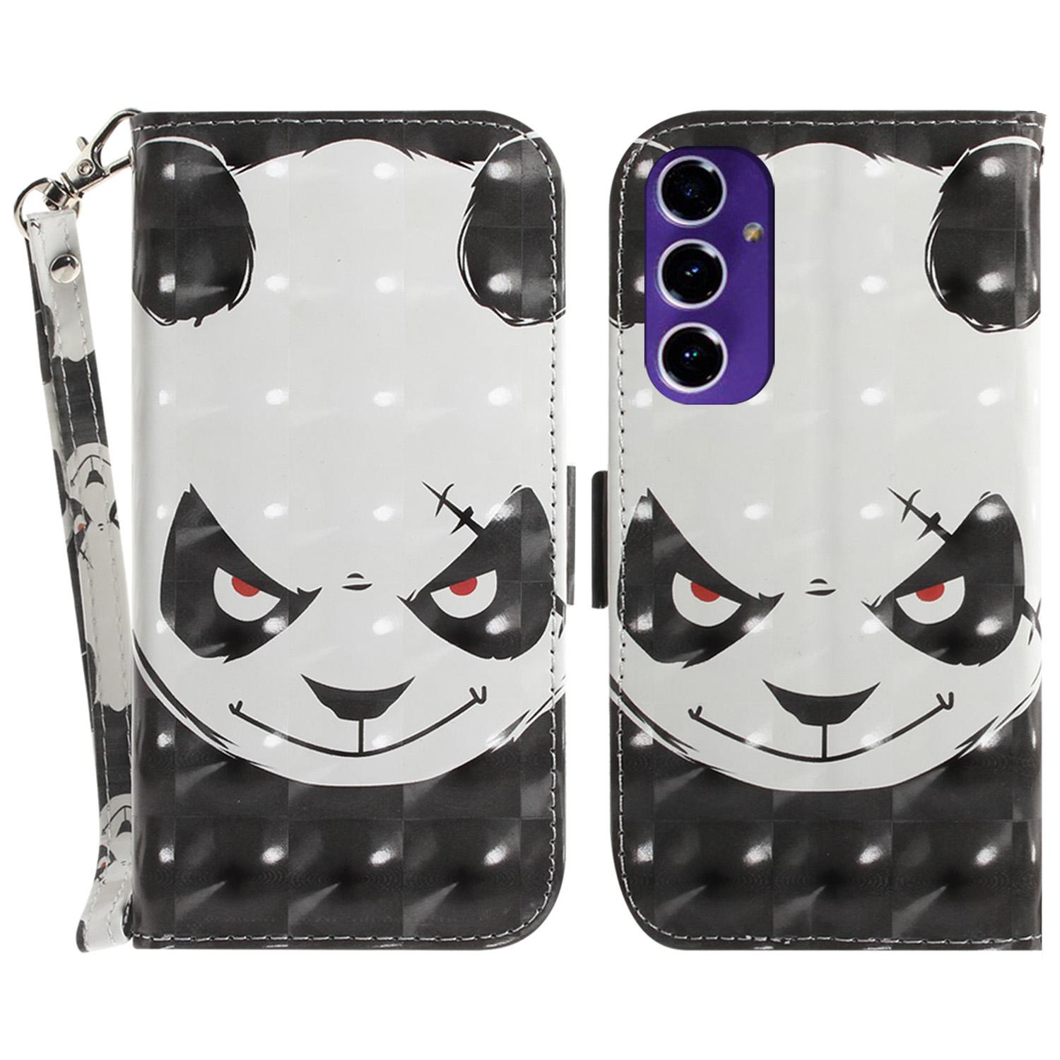 

Wholesale Phone Case for Samsung Galaxy S24 FE Wallet Leather Phone Stand Cover with Pattern Printing Angry Panda